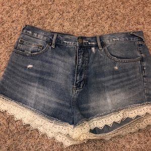 Jean Shorts with Lace Trim